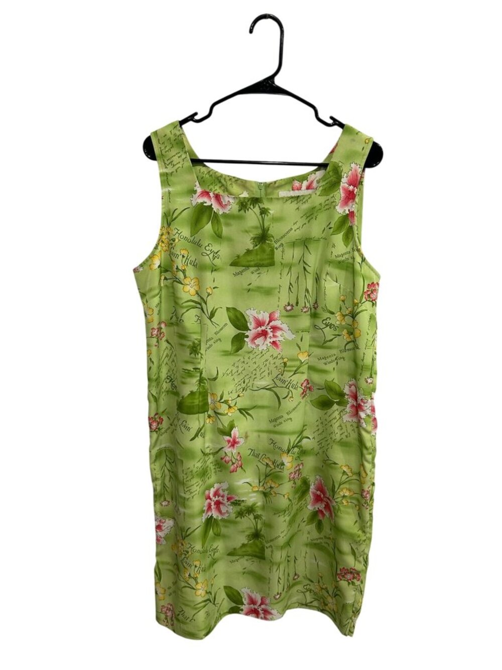 Sag Harbor 16P Green Floral Sleeveless Dress Polyester Back Zip Cottagecore Boho